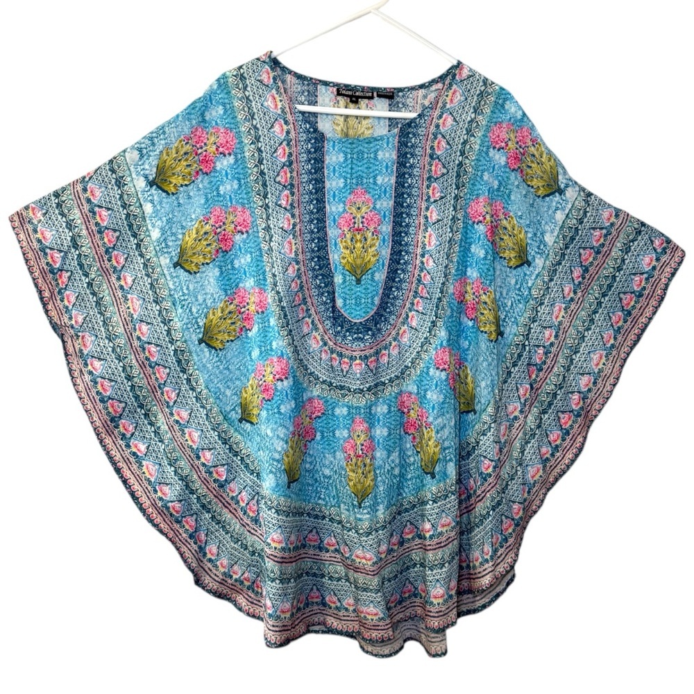 Tolani Collection | Boho Floral Print Modal Caftan Tunic drapey top womens XL - Picture 3 of 11